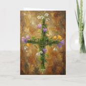 St Brigid Cross Green Rushes Crocus Imbolc Art Kaart (Achterkant)