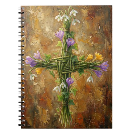 St Brigid Cross Green Rushes Crocus Imbolc Art Notitieboek (Voorkant)