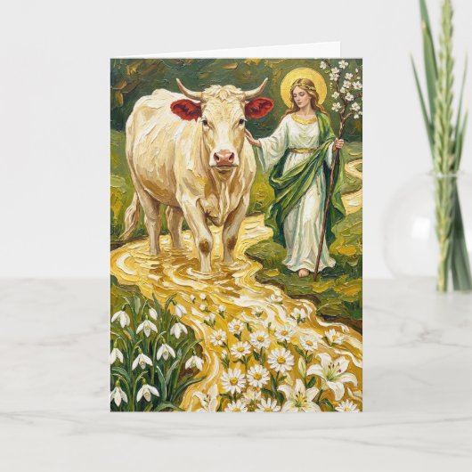 St. Brigid & De Witte Koe (Imbolc) Kaart (Voorkant)