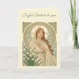 St Brigid en sneeuwklokjes een contemplatieve rust Kaart