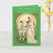 St Brigid en Witte Koe Kaart (Gele Bloem)