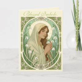 St Brigid Holding Snowdrops at Imbolc Kaart