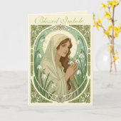 St Brigid Holding Snowdrops at Imbolc Kaart (Gele Bloem)