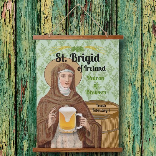 St. Brigid of Ireland and Her Barrel of Beer Hangend Wandkleed