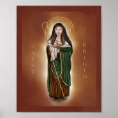 St. Brigid of Ireland Print - Red Background (Voorkant)