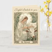 St Brigid Patroness Saint Of Ireland With White Co Kaart (Gele Bloem)