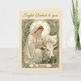 St Brigid Patroonheilige Van Ierland Met Witte Jas Kaart