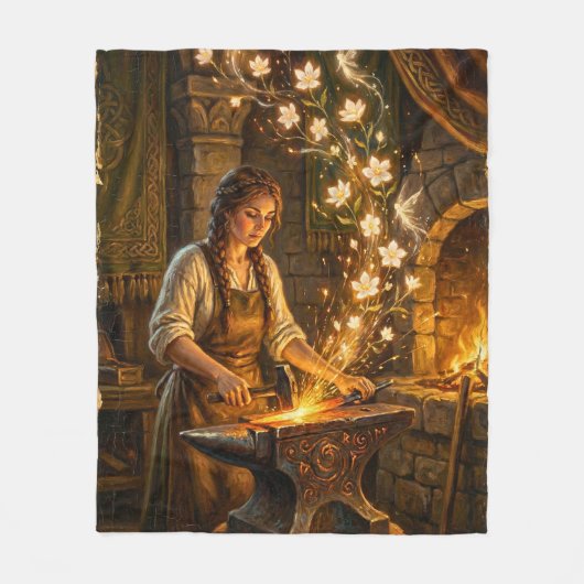 St Brigid Smeden Feeën Bloemen Fantasie Kunst Fleece Deken (Voorkant)