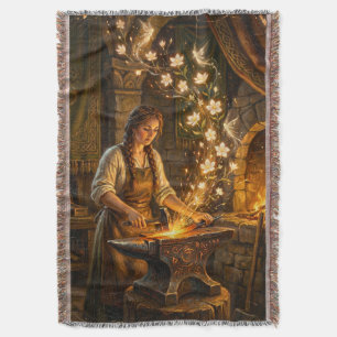 St Brigid Smederij Feeën Bloemen Fantasie Kunst Deken