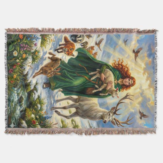 St Brigid Spring Goddess Woodland Animals Imbolc Deken (Voorkant)