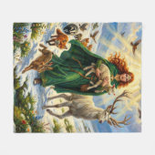 St Brigid Spring Goddess Woodland Animals Imbolc Fleece Deken (Voorkant (Horizontaal))