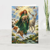 St Brigid Spring Goddess Woodland Animals Imbolc Kaart (Voorkant)