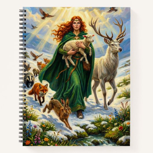 St Brigid Spring Goddess Woodland Animals Imbolc Notitieboek (Voorkant)