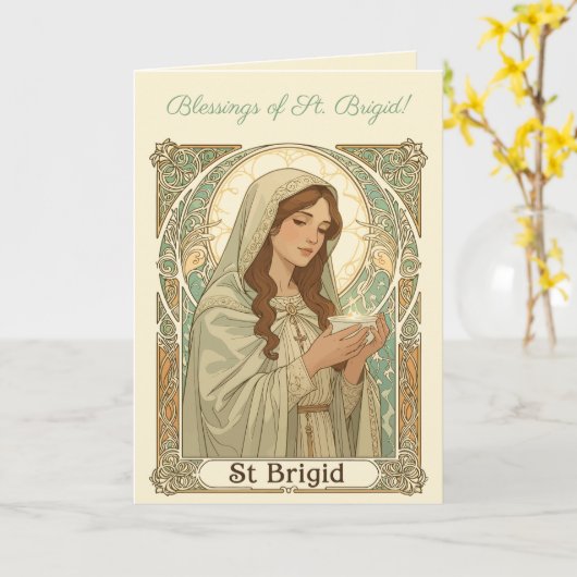 St Brigid The Patron Of Dairy Workers Kaart (Gele Bloem)