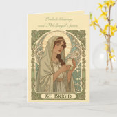 St Brigid The Patron Saint of Dairymaids Kaart (Gele Bloem)
