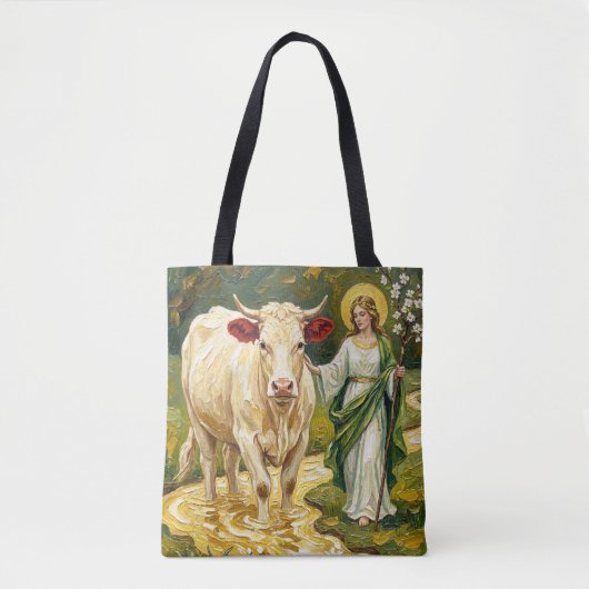 St. Brigid & The White Cow (Imbolc) Tote Bag (Voorkant)