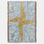 St Brigid's Cross Snowdrops Golden Imbolc Art Deken (Voorkant Verticaal)
