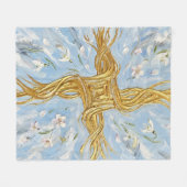 St Brigid's Cross Snowdrops Golden Imbolc Art Fleece Deken (Voorkant (Horizontaal))
