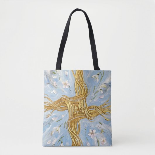 St Brigid's Cross Snowdrops Golden Imbolc Art Tote Bag (Voorkant)