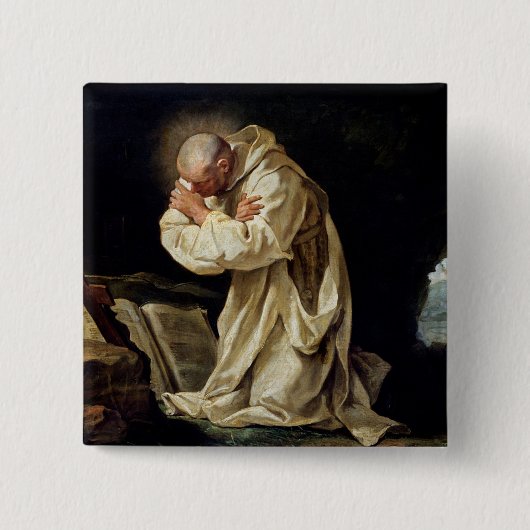 St. Bruno Praying in the Desert, 1763 Vierkante Button 5,1 Cm (Voorkant)