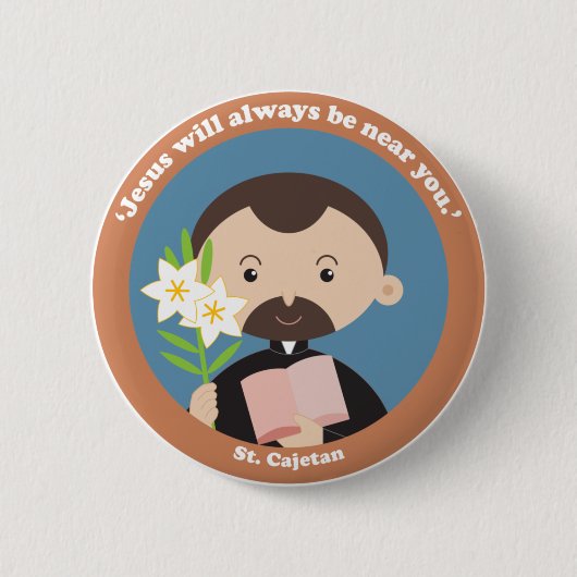 St Cajetan Ronde Button 5,7 Cm (Voorkant)