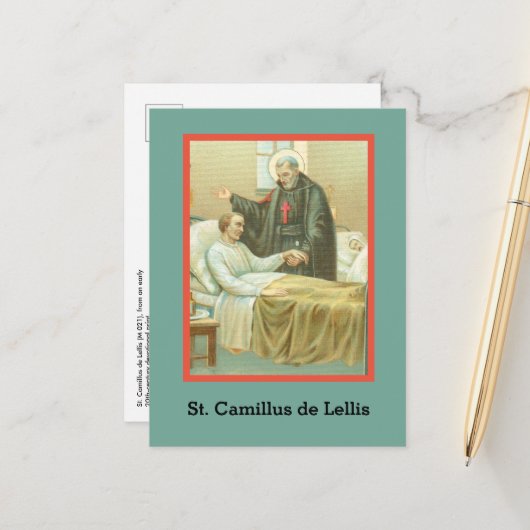 St. Camillus Comforting an Ongeldige (M 021) Briefkaart (Voorkant / Achterkant in situ)