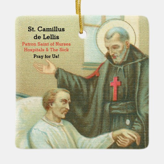 St. Camillus Comforting an Ongeldige (M 021) Keramisch Ornament (Voorkant)