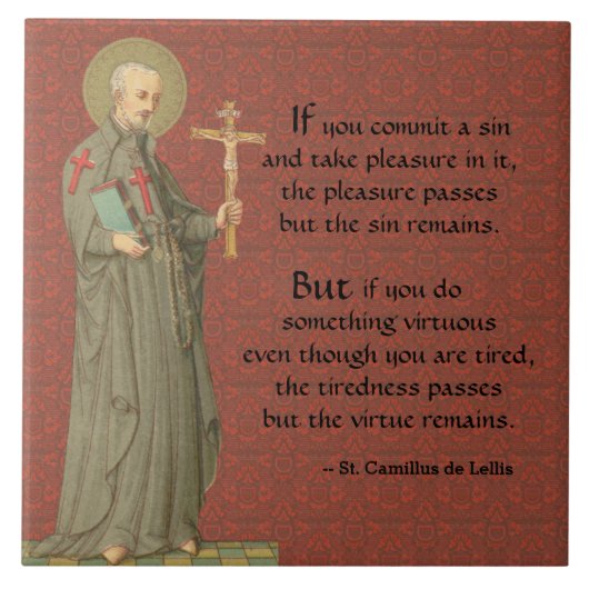 St. Camillus de Lellis (SAU 37; met aanhaling) Tegeltje (Voorkant)
