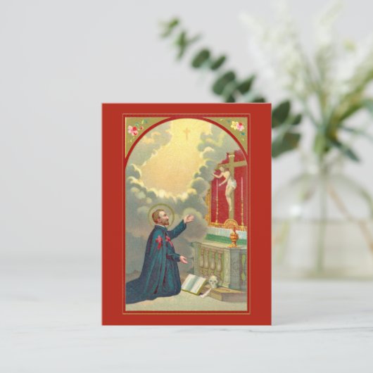 St. Camillus Praying voor een Crucifix (M 020) Briefkaart (Staand voorkant)