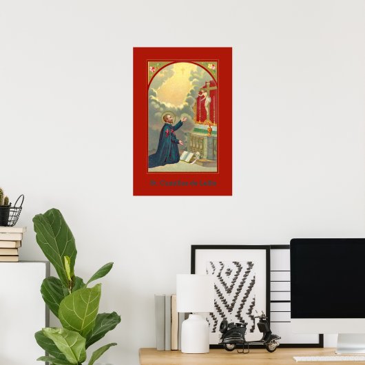 St. Camillus Praying voor een Crucifix (M 020) Poster (Thuiskantoor)