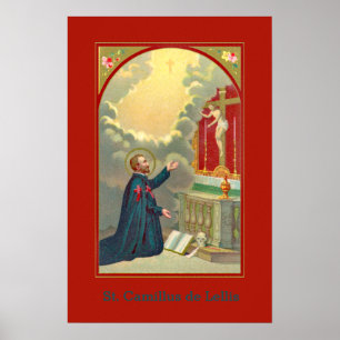St. Camillus Praying voor een Crucifix (M 020) Poster