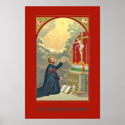 St. Camillus Praying voor een Crucifix (M 020) Poster (Voorkant)