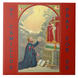 St. Camillus Praying voor een Crucifix (M 020) Tegeltje