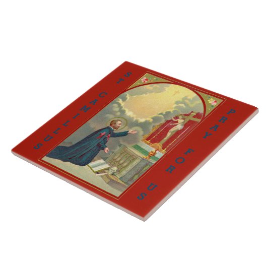 St. Camillus Praying voor een Crucifix (M 020) Tegeltje (Zijkant)