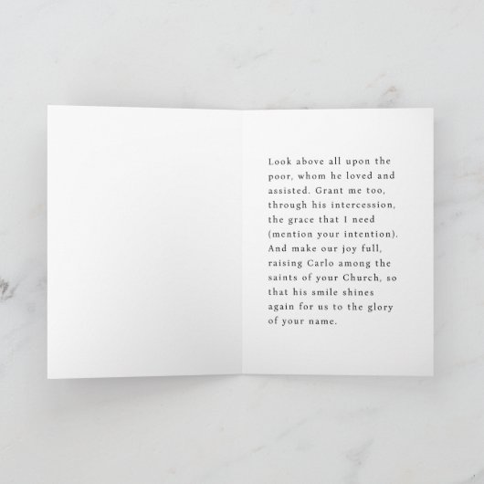 St Carlo Acutis Kaart (Binnen)