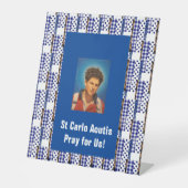 St Carlo Acutis Kaart Reclamebord Met Voetstuk (Voorkant)