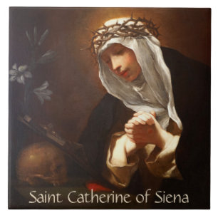 St. Catharina van Siena (Franceschini) keramische  Tegeltje