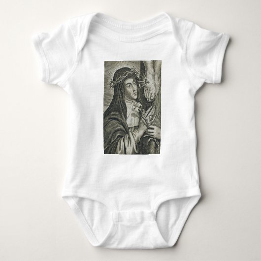St. Catharina van Siena Kruisiging Art Noir Geloof Romper (Voorkant)