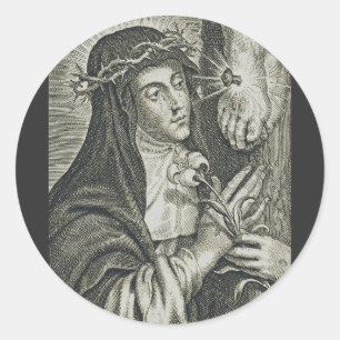 St. Catharina van Siena Kruisiging Art Noir Geloof Ronde Sticker