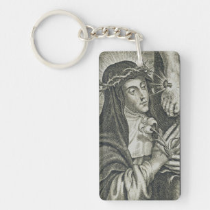 St. Catharina van Siena Kruisiging Art Noir Geloof Sleutelhanger