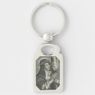 St. Catharina van Siena Kruisiging Art Noir Geloof Sleutelhanger