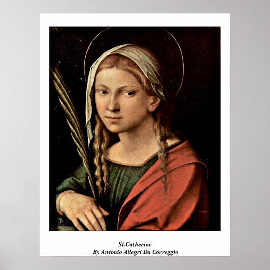 St. Catherine door Antonio Allegri Da Correggio Poster (Voorkant)