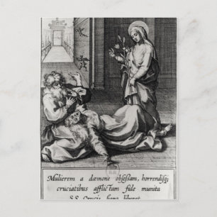 St. Catherine Exorcizing a Demon van een vrouw Briefkaart