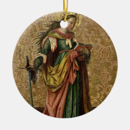 St. Catherine of Alexandria (olie op het paneel) 2 Keramisch Ornament (Voorkant)