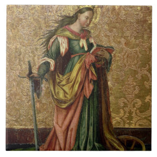 St. Catherine of Alexandria (olie op het paneel) 2 Tegeltje