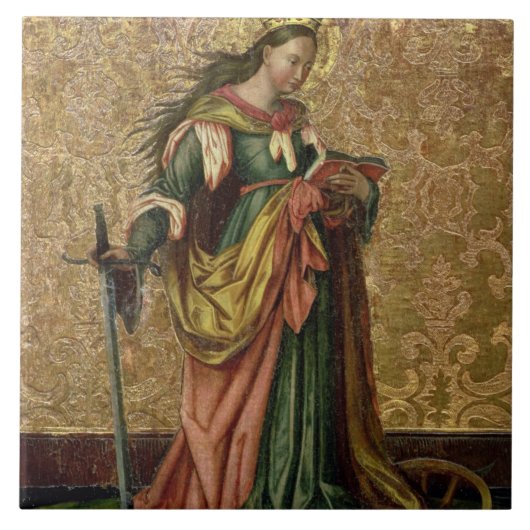 St. Catherine of Alexandria (olie op het paneel) 2 Tegeltje (Voorkant)