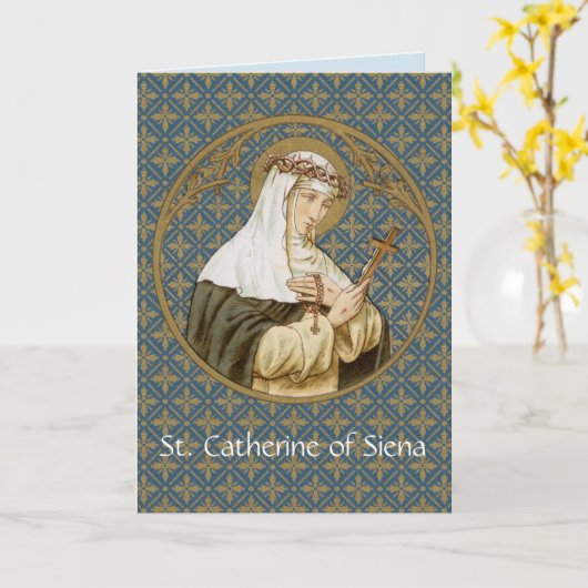 St. Catherine of Siena (BK 19) Blanco groet Kaart (Gele Bloem)
