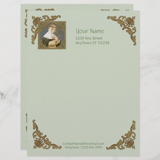St. Catherine of Siena (BK 19) (stijl 2, blad A) Briefhoofd (Voorkant / Achterkant)
