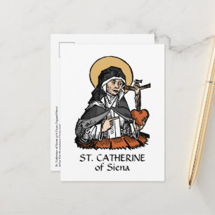 St. Catherine of Siena met Crucifix-Topped Heart Briefkaart