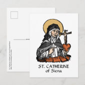 St. Catherine of Siena met Crucifix-Topped Heart Briefkaart (Voorkant / Achterkant)